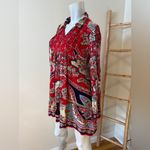 Patrons of Peace Anthropologie Vermont Long Sleeve Floral Paisley Small Red Pink Photo 1