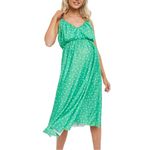 ASOS Maternity Green Cami Plunge Midi Dress Blouson Top Polka Dot size 16 Photo 1