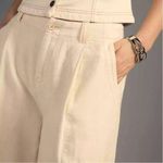 Anthropologie Pilcro Cargo Culottes Linen Blend Cropped Pants Cream Size 6 Photo 2