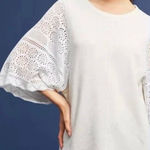 Akemi + Kin  Anthropologie Coro Dolman Crochet Sweatshirt Women's XS Cream Boho Photo 0