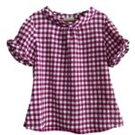 Pendleton Vintage gingham check gauzy reversed Peter Pan collar blouse size XL Photo 1