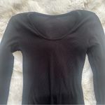 Scoop Neck Long Sleeve Bodysuit Black Photo 2