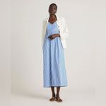 Quince  100% Organic Cotton Sleeveless Maxi Dress Size Large Striped Blue White Photo 2