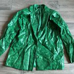 Pretty Little Thing  green croc one button blazer with shoulder pads Photo 1