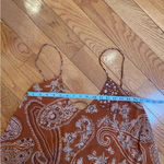 ZARA  brown white bandana tank sleeveless blouse open back Sz S Photo 11