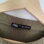 ZARA cropped sweater crewneck cinched waist ruffle detail casual comfortable S Photo 3