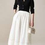 J.Crew Contrast Stitch Midi Skirt in Cotton Poplin in White, Size 10 Photo 0