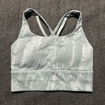 Lululemon Energy Longline Bra Size 2 Chevron Jacquard Silver Blue Medium Support Photo 0