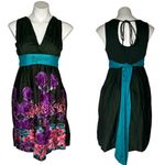 Desigual Green Dress Sleeveless V Neck Floral Skirt Wide Sash Size 40 US Medium Photo 10