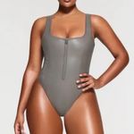 SKIMS  Rubberized Scuba Zip-Front Scoop Neck One Piece Swimsuit Photo 0