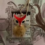 Furry Red Gold Crystal Fox Necklace Photo 2