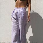 Mami Swimwear RTW Pasiflora 100% Linen Pleated Wide Leg Trousers in Lavender Purple Size M Photo 0
