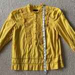 J.Crew  Embroidered Blouse Frilled Ruffled Shirt Tunic Yellow Size 2 Like NEW Photo 13