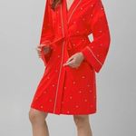 BEDHEAD Pajamas Heart Dot Stretch Organic Cotton Jersey Robe in Tiny Hearts L/XL Red Size L Photo 1