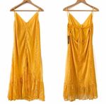 Lulus NWT  Zahria Golden Yellow Lace Button Front Midi Dress - Size Large Photo 2