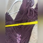 Adrianna Papell  Aubergine Embellished 3/4 Sleeve Ruched Formal Gown Size 8 Photo 10