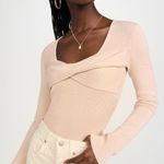 Revolve Le Superbe Tan Peach Ribbed Twist Front Sweater Photo 0