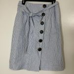 Boden Leonora Women's Linen Blend Pencil Belted blue stripe Skirt US 6 Regular Photo 1