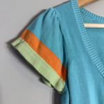 Betsey Johnson Vintage Short Sleeve Cardigan Sweater Womens Medium Blue 90s Rare Photo 5