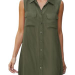 Equipment Silk Olive Green Sleeveless Shirt Mini Dress MEDIUM Photo 0