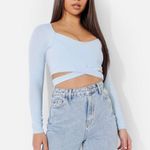 Boohoo Blue CutOut Crop Top Photo 5
