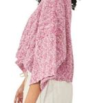 Free People 🆕  Good Day Pullover Short Sleeve Cropped Sweater Pink Rose🆕 Photo 2