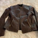 Baccini  Faux Brown Leather Jacket size S length 22” bust 32” BNWOT Photo 10