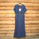 Mac Duggal  67493 Womens Blue VINTAGE FLUTTER SLEEVE EVENING GOWN Dress Photo 4