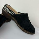 UGG  Australia Black Suede Slip On Mules Clogs Sz 7 Embroidered Photo 13