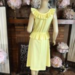 VINTAGE CIRCA 1970'S UNION MADE YELLOW KNIT DRESS WITH RUFFLE DETAILS (M) Size M Photo 3