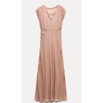 ZARA  2025 Collection‎ | NEW Tan Lace Slip Midi Dress Medium Dainty Coquette Fem Photo 6
