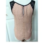Nordstrom  Lush Pink Black Lace Plaid Top Lightweight Tank XS Photo 1