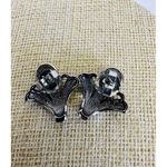 VTG Kjl For Avon Faux Marcasite Faux Pearl Floral Design Earring Set‎ Art Deco Silver Photo 2