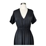 Everlane  Black Dress Japanese GoWeave V-Neck Short Sleeve Elastic Waist 0 EUC Photo 6