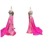 Mac Duggal Cassandra Stone Prom Dress Gown Hot Pink Gold Beaded Metallic Formal Photo 8