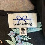 Twine and String Women’s Plus Floral Black Sheer Blouse Pom Pom Trim Size XL Photo 7