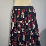 Nine West Women Silk Pleated Floral A Line Skirt Size 6 Black Red Side Zip Lined Photo 1