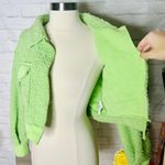 Boutique Lime Green Cropped Sherpa Jacket Photo 2
