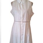 White Button Front Collared Shirt Dress Sheer Lace Waist by Cutie from Modcloth Size 10 Photo 0
