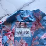 The Cat's Pajamas Celeste Luxe Pima Kimono Robe Cherry Blossom Print Size S/M Yellow Size M Photo 3