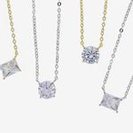 Boutique NEW Minimalist Gold Necklace with Simulated Diamond Emerald Cut Pendant, 16-18” Photo 6