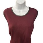 Ralph Lauren Lauren Burgundy Sleeveless Sheath Dress Faux Leather Trim Size L Photo 2