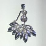 Elegant Silver Tone Lady in Dress Crystal Rhinestone Pendant Photo 3