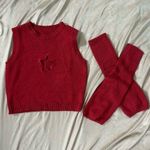 Burgundy Sweater Vest w/ Star Hole Cut Out Red Photo 0