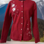 Classic Elements Y2K Snowmen W Snow Fleece Sweater Snap Embroidered Red -sz L Photo 0