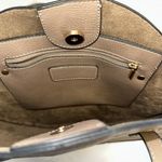 BOHO Vegan Leather LG Taupe Round Circle Bag Purse Flower Cutout Suede Interior Brown Photo 4