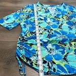 Lands' End Land’s End Short Sleeve Side Gather Blue Floral Rash Guard Swim Shirt Size Small Photo 6