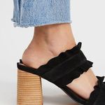 Free People Rosie Ruffle Mule Heels Black Suede Size 7 Photo 1