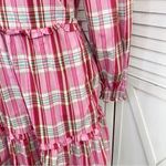 J. Crew Factory Plaid Ruffle Trim Tiered Shift Dress Pink 6 Pink Photo 5