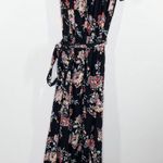 Xhilaration Black Floral Print Faux Wrap High Low Dress Women's Size Small S NWT Photo 0